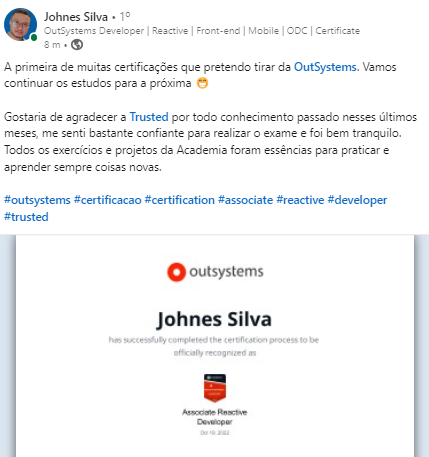 Aluno Johnes Silva Certificado