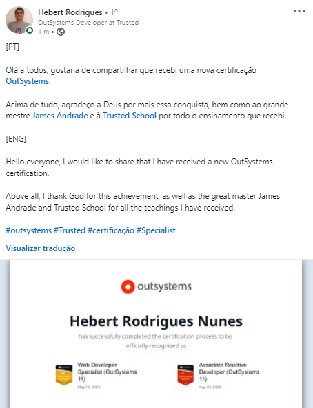 Aluno Hebert Nunes Certificado